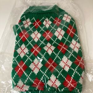Medium Paw Appeal Sweater Fashion Dogs Festive Green And Red Argyle Pattern
